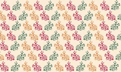 Easter rabbit Pattern Red green Orange. Stock Illustration