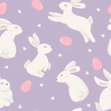 Easter rabbit pattern. Seamless pattern with rabbit, eggs. Vector illustrat.. Illustrazione stock