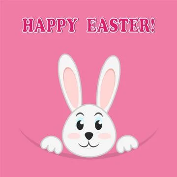 Easter rabbit on pink background, greeting Happy Easter card,stock vector ill Stockillustratie