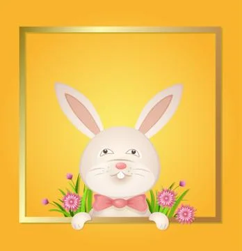 Easter Rabbit with a red bow Stock Illustration
