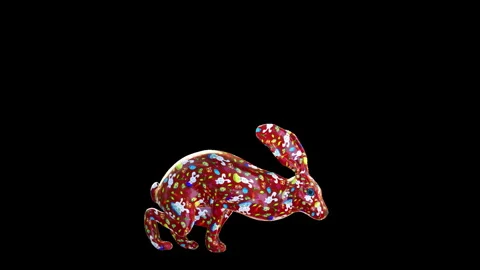 Easter rabbit running, Easter egg hunting concept, loop, against black Stock Footage 247892420