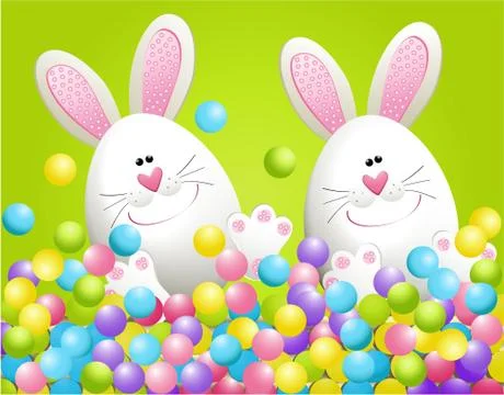 Easter rabbits in candies Stock Illustration