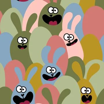 Easter rabbits seamless spring animals pattern for wrapping paper and fabrics Stock Illustration