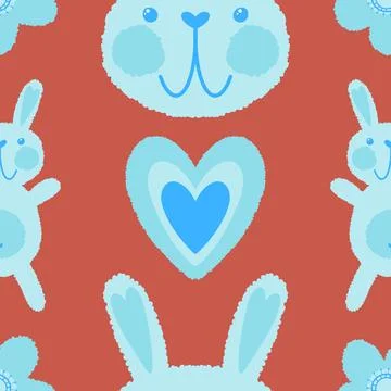 Easter rabbits seamless spring animals pattern for wrapping paper and fabrics Illustrazione stock
