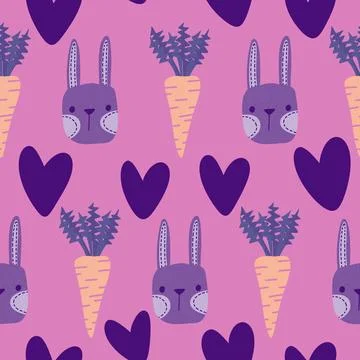 Easter rabbits seamless spring animals pattern for wrapping paper and fabrics Illustrazione stock