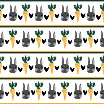 Easter rabbits seamless spring animals pattern for wrapping paper and fabrics Illustrazione stock