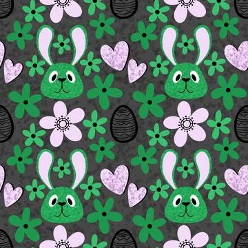 Easter rabbits seamless spring animals pattern for wrapping paper and fabrics Stock Illustration