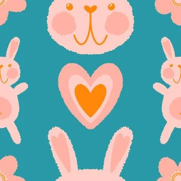 Easter rabbits seamless spring animals pattern for wrapping paper and fabrics Stockillustratie