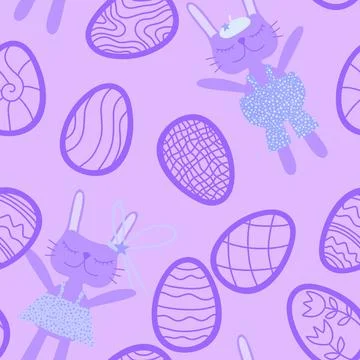 Easter rabbits seamless spring animals pattern for wrapping paper and fabrics Stockillustratie