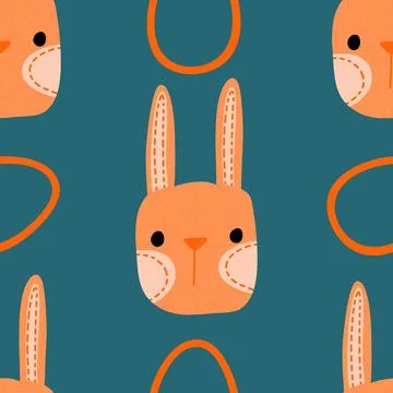 Easter rabbits seamless spring animals pattern for wrapping paper and fabrics Illustrazione stock