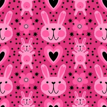 Easter rabbits seamless spring animals pattern for wrapping paper and fabrics Illustrazione stock
