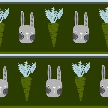 Easter rabbits seamless spring animals pattern for wrapping paper and fabrics 库存插图
