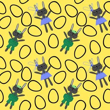 Easter rabbits seamless spring animals pattern for wrapping paper and fabrics Illustrazione stock