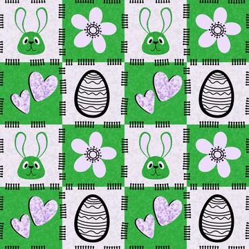 Easter rabbits seamless spring animals pattern for wrapping paper and fabrics Illustrazione stock