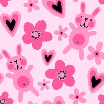Easter rabbits seamless spring animals pattern for wrapping paper and fabrics Illustrazione stock