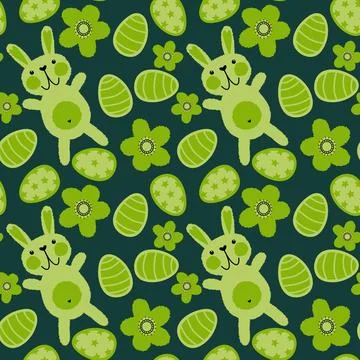 Easter rabbits seamless spring animals pattern for wrapping paper and fabrics 스톡 일러스트