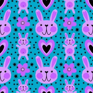 Easter rabbits seamless spring animals pattern for wrapping paper and fabrics Illustrazione stock