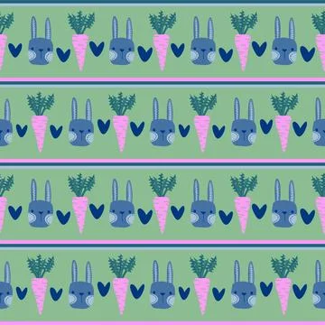Easter rabbits seamless spring animals pattern for wrapping paper and fabrics Stock Illustration