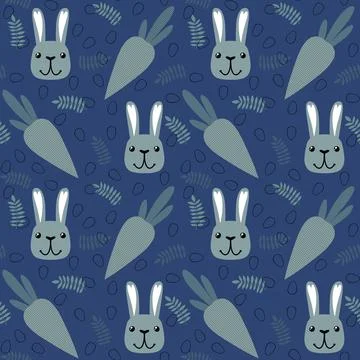 Easter rabbits seamless spring animals pattern for wrapping paper and fabrics Illustrazione stock
