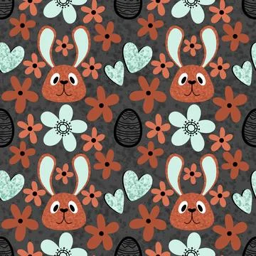 Easter rabbits seamless spring animals pattern for wrapping paper and fabrics Illustrazione stock