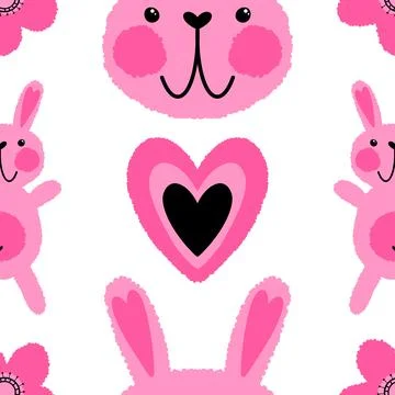 Easter rabbits seamless spring animals pattern for wrapping paper and fabrics Illustrazione stock