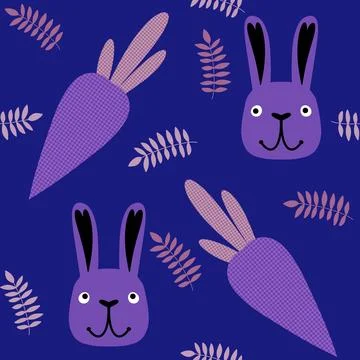 Easter rabbits seamless spring animals pattern for wrapping paper and fabrics Stock Illustration