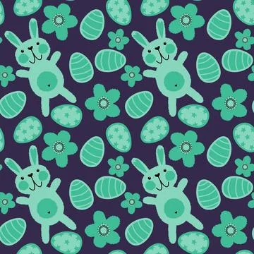Easter rabbits seamless spring animals pattern for wrapping paper and fabrics 스톡 일러스트