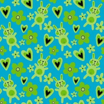 Easter rabbits seamless spring animals pattern for wrapping paper and fabrics Stock Illustration