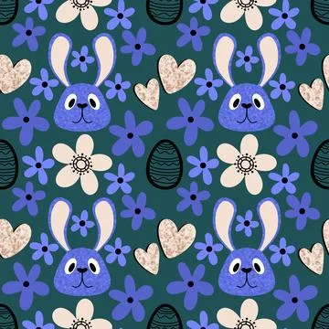 Easter rabbits seamless spring animals pattern for wrapping paper and fabrics 스톡 일러스트