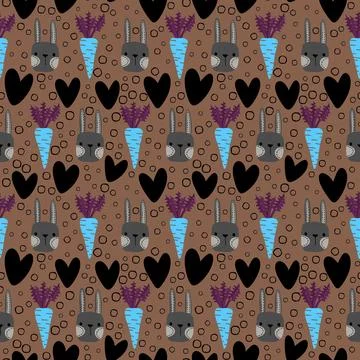 Easter rabbits seamless spring animals pattern for wrapping paper and fabrics Stock Illustration