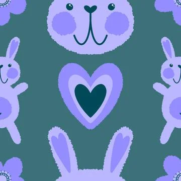 Easter rabbits seamless spring animals pattern for wrapping paper and fabrics 스톡 일러스트