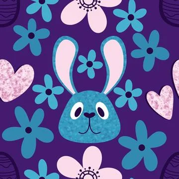 Easter rabbits seamless spring animals pattern for wrapping paper and fabrics Stock Illustration
