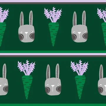 Easter rabbits seamless spring animals pattern for wrapping paper and fabrics Stockillustratie