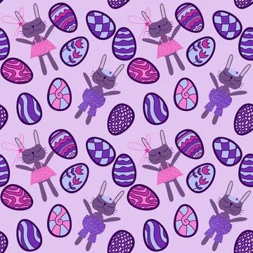 Easter rabbits seamless spring animals pattern for wrapping paper and fabrics Illustrazione stock