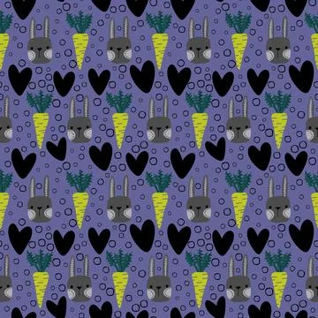 Easter rabbits seamless spring animals pattern for wrapping paper and fabrics Illustrazione stock