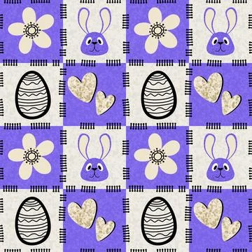 Easter rabbits seamless spring animals pattern for wrapping paper and fabrics Stock Illustration