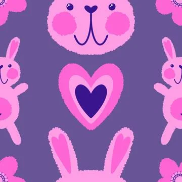 Easter rabbits seamless spring animals pattern for wrapping paper and fabrics Illustrazione stock