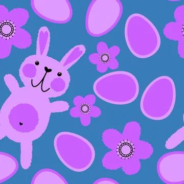 Easter rabbits seamless spring animals pattern for wrapping paper and fabrics Stock Illustration