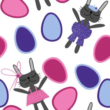 Easter rabbits seamless spring animals pattern for wrapping paper and fabrics Stock Illustration