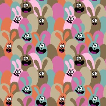 Easter rabbits seamless spring animals pattern for wrapping paper and fabrics Stock Illustration