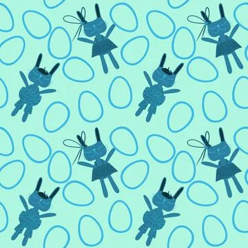 Easter rabbits seamless spring animals pattern for wrapping paper and fabrics 스톡 일러스트
