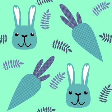Easter rabbits seamless spring animals pattern for wrapping paper and fabrics Stock Illustration