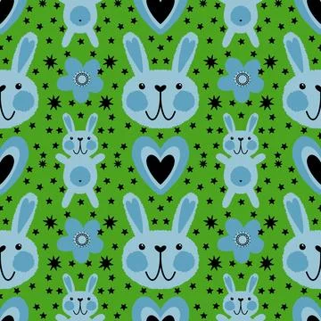 Easter rabbits seamless spring animals pattern for wrapping paper and fabrics Stock Illustration