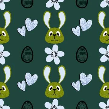 Easter rabbits seamless spring animals pattern for wrapping paper and fabrics 스톡 일러스트