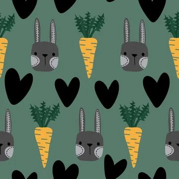 Easter rabbits seamless spring animals pattern for wrapping paper and fabrics Stockillustratie
