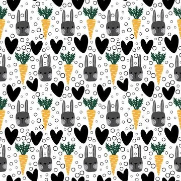 Easter rabbits seamless spring animals pattern for wrapping paper and fabrics Illustrazione stock