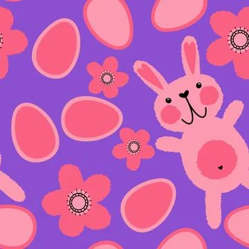 Easter rabbits seamless spring animals pattern for wrapping paper and fabrics Stock Photos