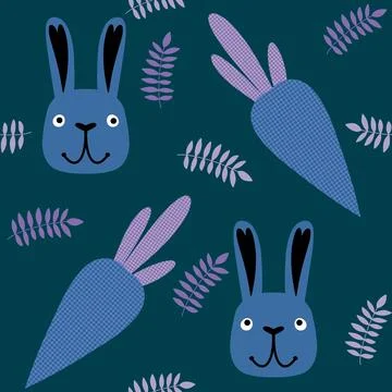 Easter rabbits seamless spring animals pattern for wrapping paper and fabrics 스톡 사진