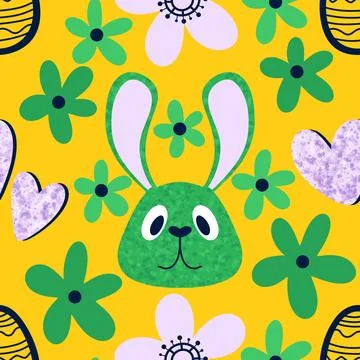 Easter rabbits seamless spring animals pattern for wrapping paper and fabrics Stock Photos