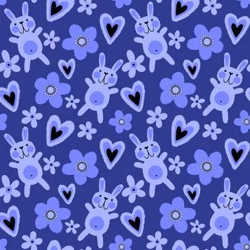 Easter rabbits seamless spring animals pattern for wrapping paper and fabrics Stock Photos